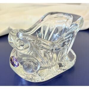 Cristal Christmas Sleigh 24%Lead Crystal Glass Beautiful Cut Details